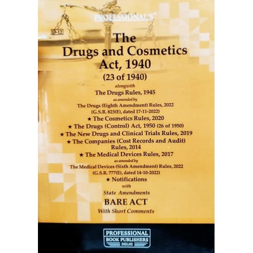 Professional's Drugs & Cosmetics Act, 1940 Alongwith Rules Bare Act 2023